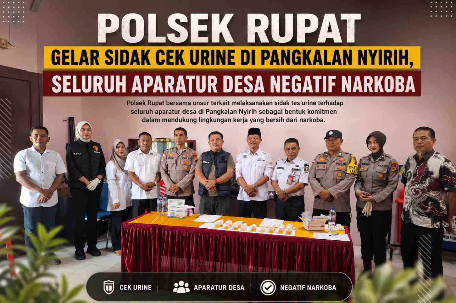 Polsek Rupat Gelar Sidak Cek Urine di Pangkalan Nyirih, Seluruh Aparatur Desa Negatif Narkoba