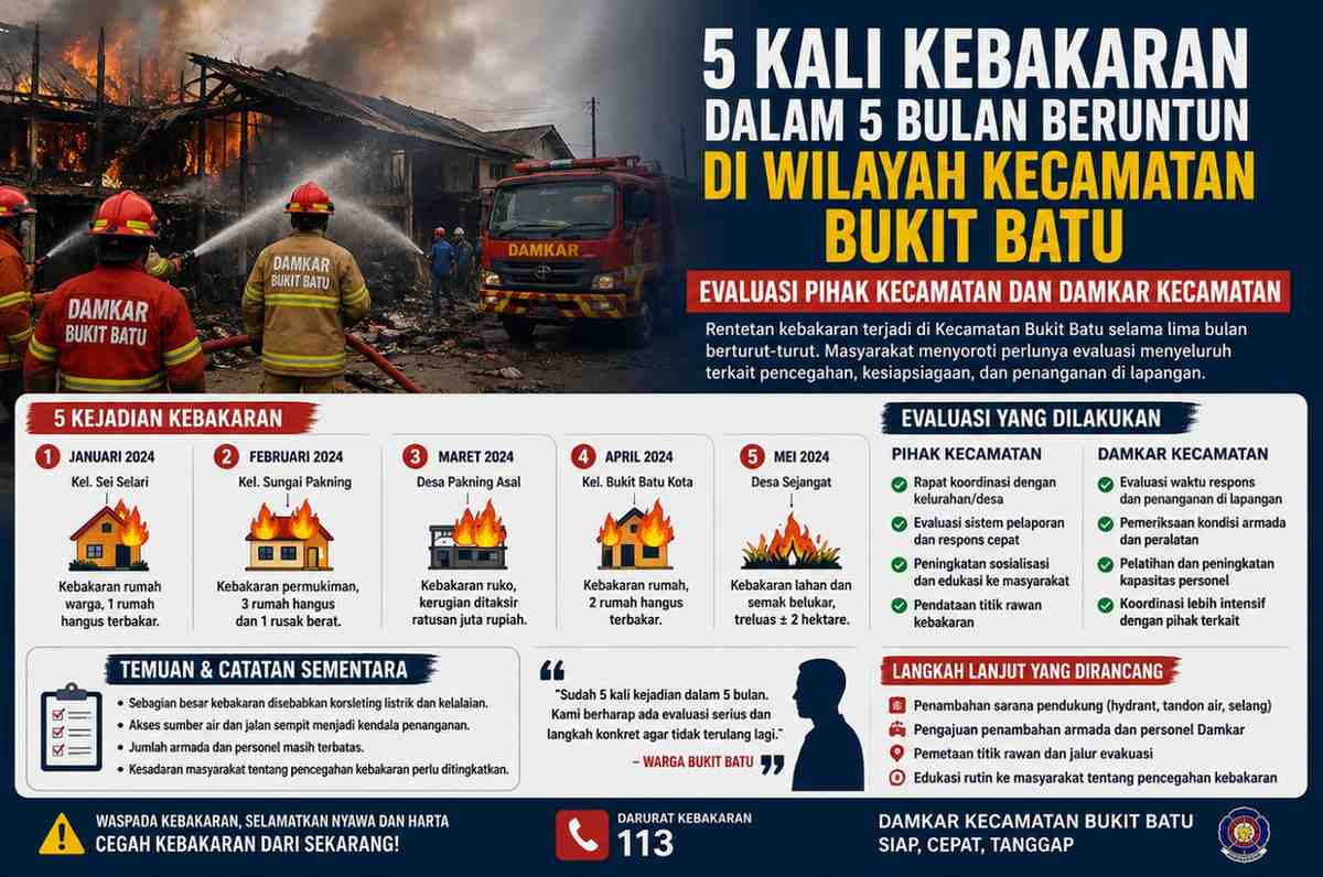 Lima Bulan Berturut-turut Terjadi Kebakaran di Bukit Batu, Warga Soroti Evaluasi Kinerja dan Pencegahan